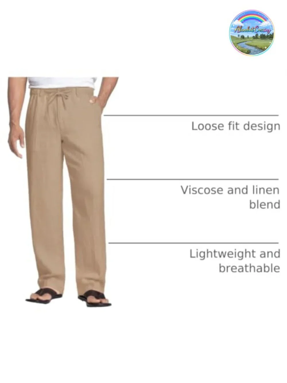 Men's Linen Drawstring Pants Lightweight Straight Leg Casual Summer Beach Pants